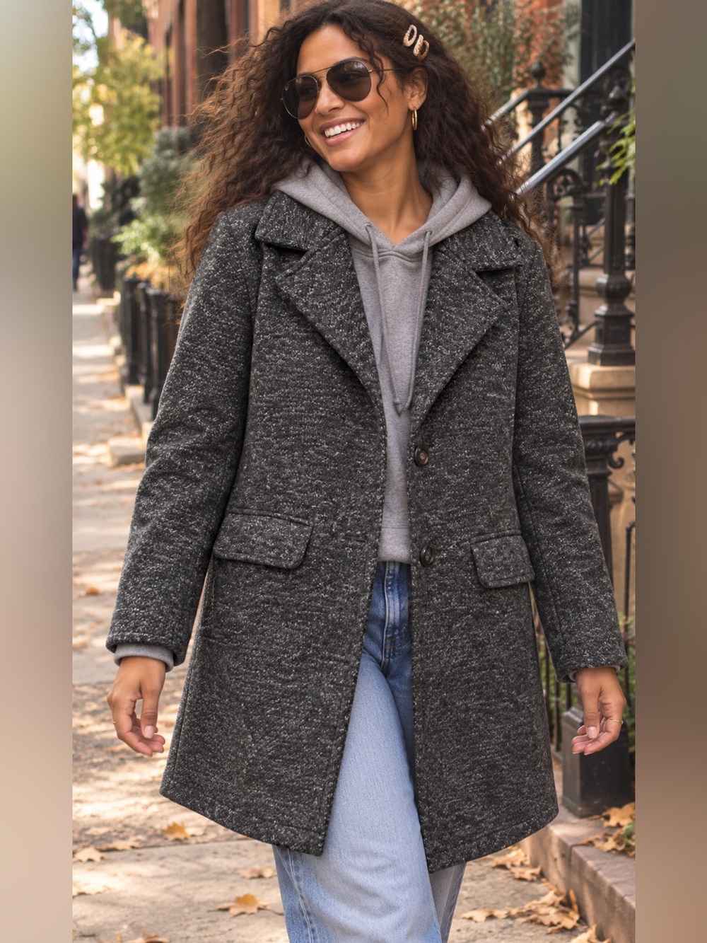 Steve Madden Charcoal Grey Pea Coat | Size Large